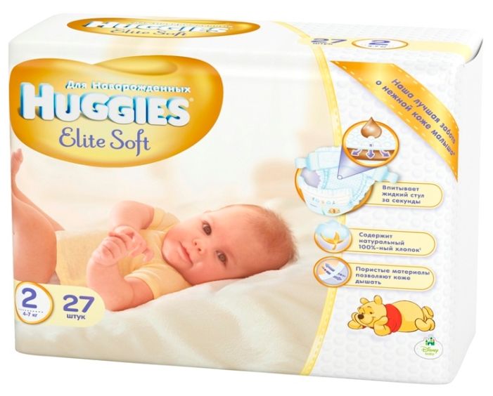 Huggies Elite Soft Подгузники детские одноразовые, р. 2, 4-7 кг, 27 шт.