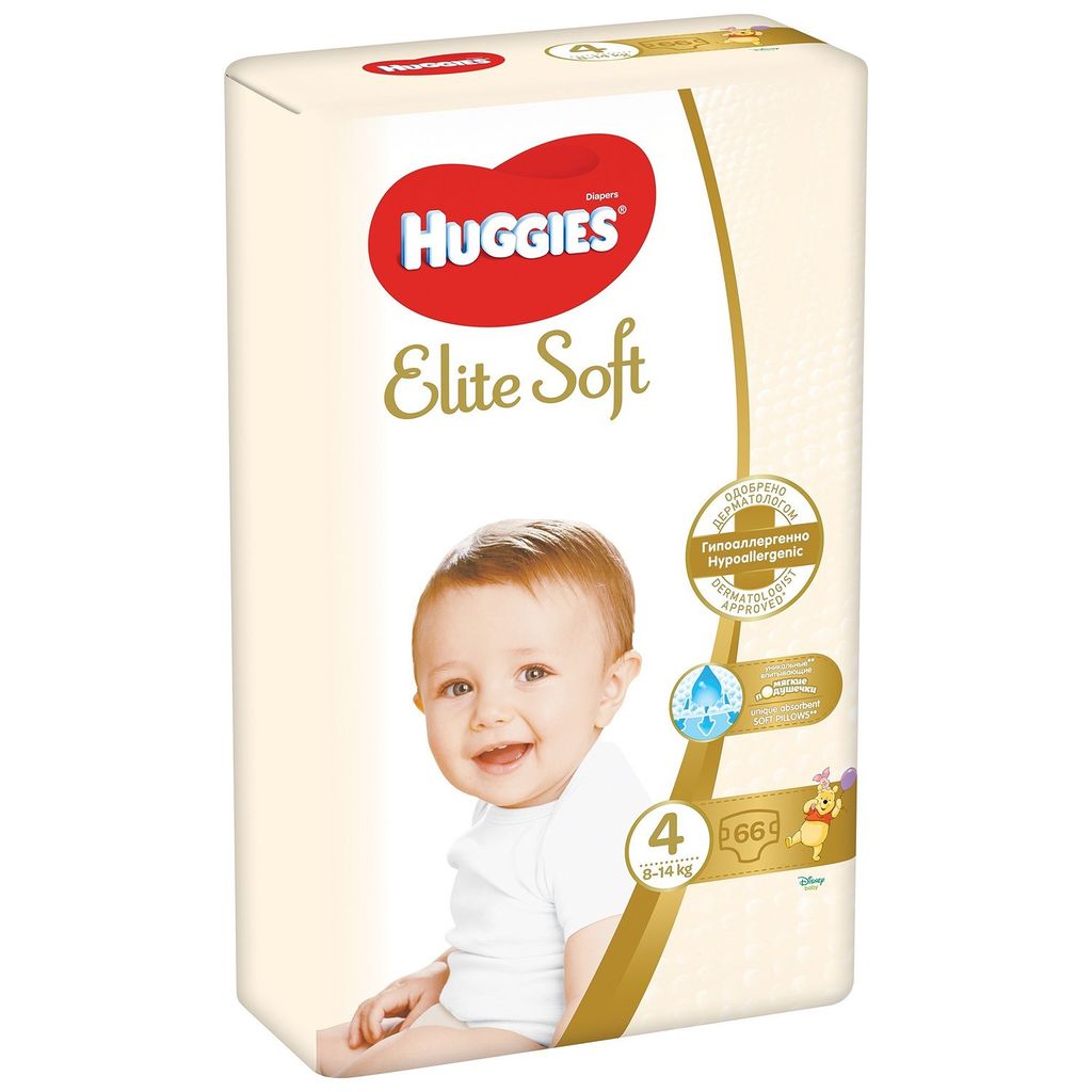 Huggies Elite Soft Подгузники детские, р. 4, 8-14 кг, 66 шт.