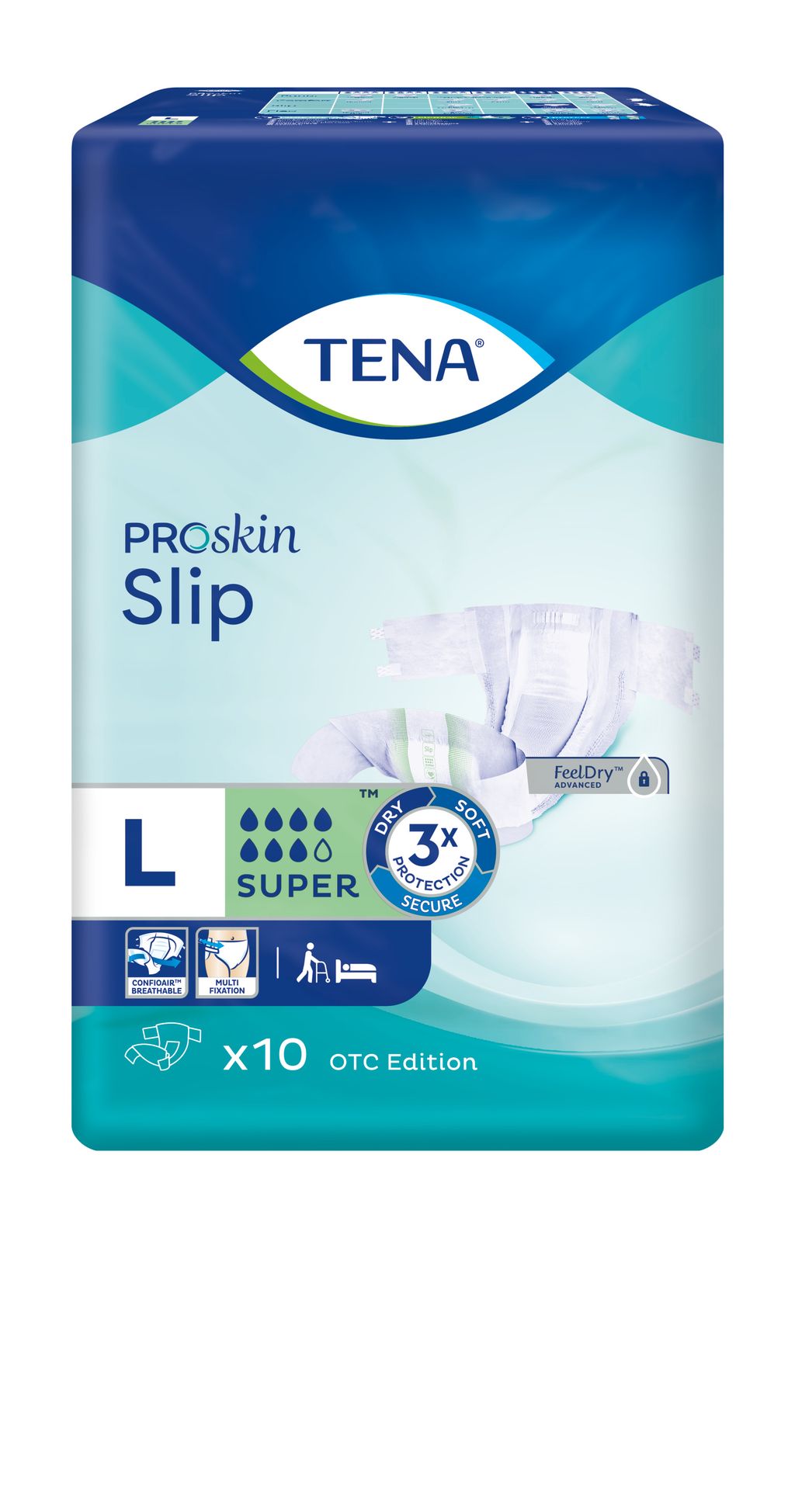 Подгузники для взрослых дышащие Tena Slip Super, Large L (3), 96-144 см, 10 шт.
