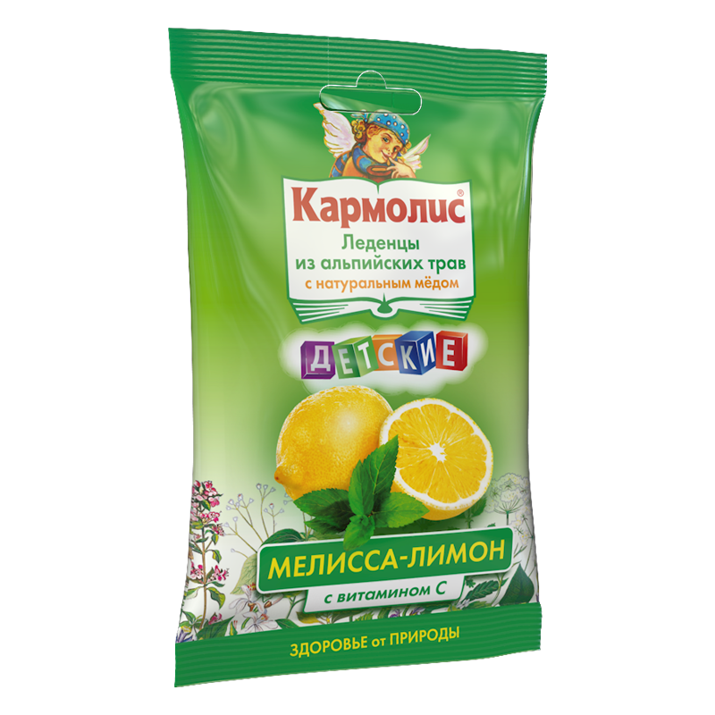 Кармолис Леденцы с медом и витамином С, леденцы, для детей, со вкусом мелисса-лимон, 75 г, 1 шт.
