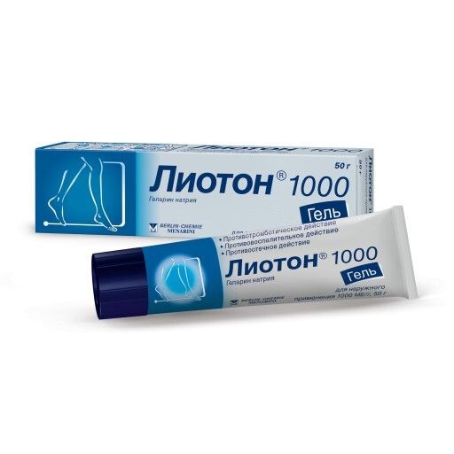 Лиотон 1000, 1000 ЕД/г, гель для наружного применения, 50 г, 1 шт.