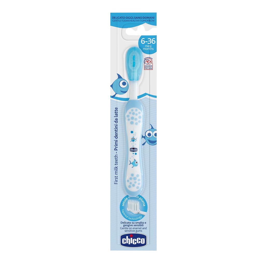 Chicco Щетка зубная для детей мягкая, для детей с 6 до 36 месяцев, щетка зубная, голубая, 1 шт.