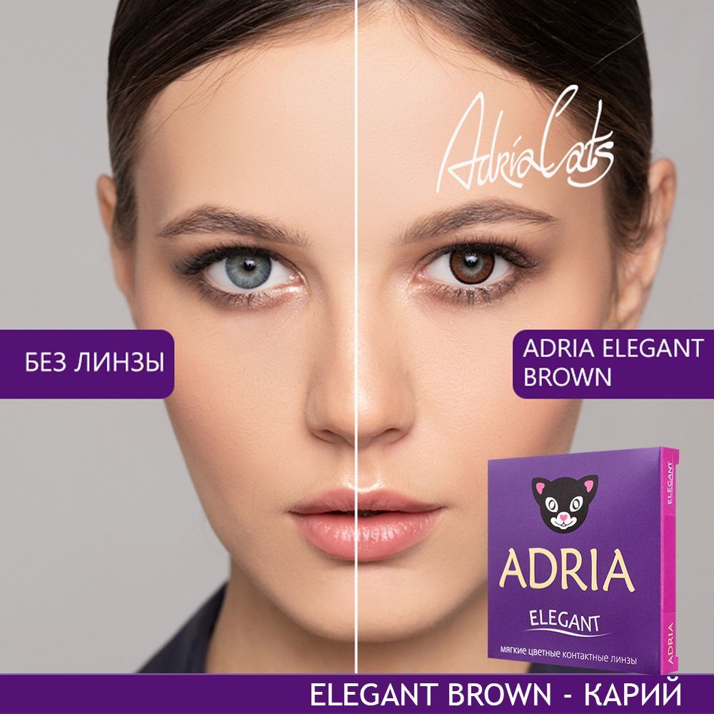 фото упаковки Adria Цветные линзы Elegant Brown квартальные, 0.00, 8.6, 2 шт. фото упаковки Adria Цветные линзы Elegant Brown квартальные