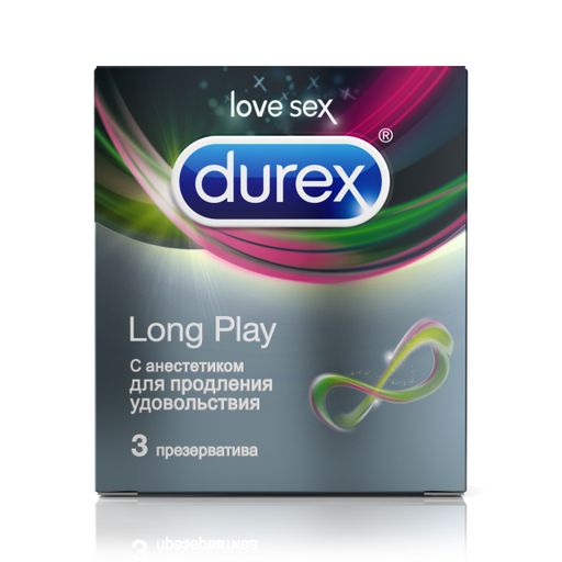 Презервативы Durex Long Play с анестетиком, презерватив, гладкие, 3 шт.