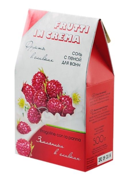 Frutti in crema Соль для ванн с пеной, соль для ванн, земляника в сливках, 500 г, 1 шт.