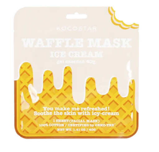 Kocostar Маска для лица освежающая и смягчающая вафельная, маска для лица, Сливочное мороженое, 40 г, 1 шт.
