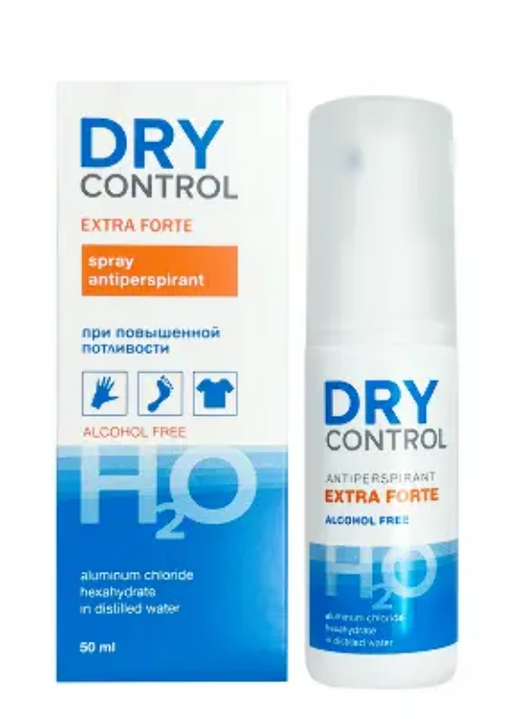 Dry Control Extra Forte h2o спрей антиперспирант, без спирта, 50 мл, 1 шт.
