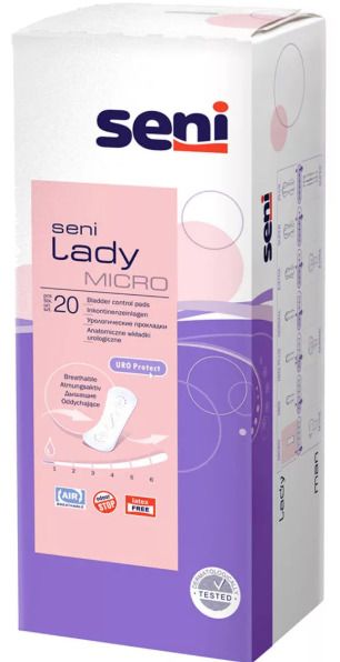 Seni Lady Micro прокладки урологические, 7 х 18 см, 60 мл, 1 капля, 20 шт. цена