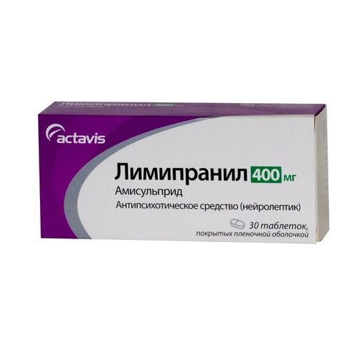 Лимипранил, 400 мг, таблетки, покрытые пленочной оболочкой, 30 шт.