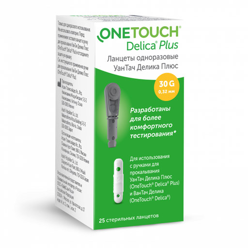 OneTouch Delica Plus ланцеты, 25 шт. цена