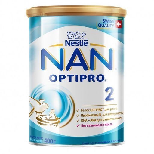 NAN 2 Optipro, для детей с 6 месяцев, смесь молочная сухая, с пробиотиками, 400 г, 1 шт. цена
