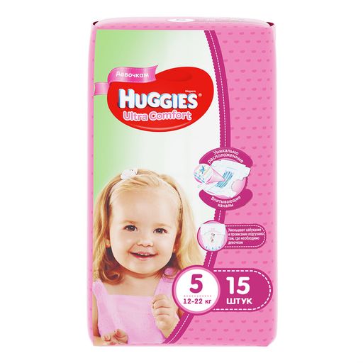 Huggies Ultra Comfort Подгузники детские, р. 5, 12-22 кг, для девочек, 15 шт.