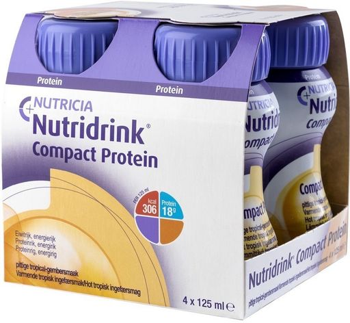 Nutridrink compact protein, жидкость для приема внутрь, согревающий вкус имбиря и тропических фруктов, 125 мл, 4 шт. цена