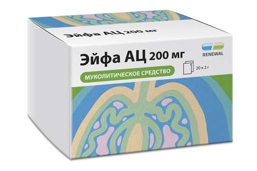 Эйфа АЦ, 200 мг, гранулы для приготовления раствора для приема внутрь, 3 г, 20 шт.