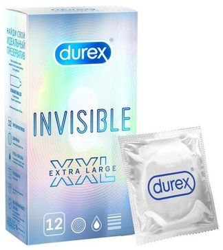 Презервативы Durex Invisible XXL, презерватив, 12 шт.