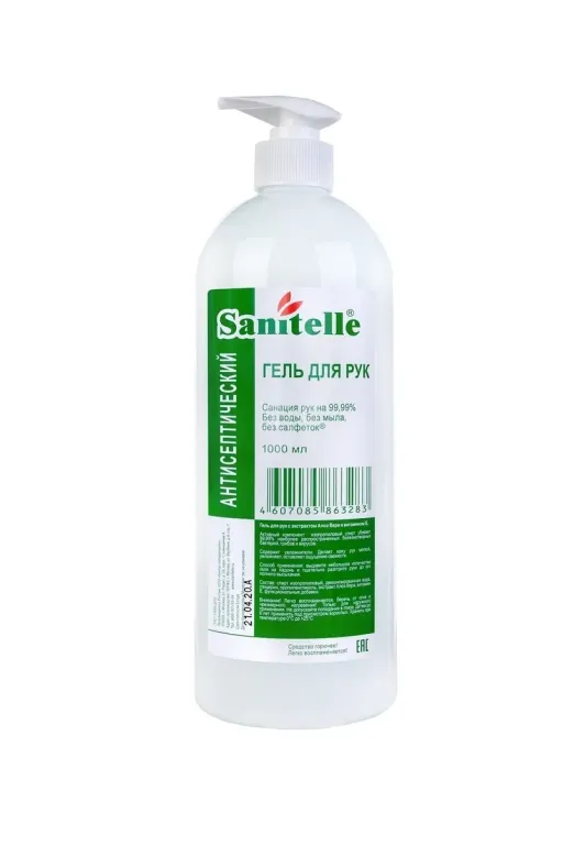 Sanitelle гель для рук антисептический с алоэ и витамином Е, гель, 1000 мл, 1 шт.
