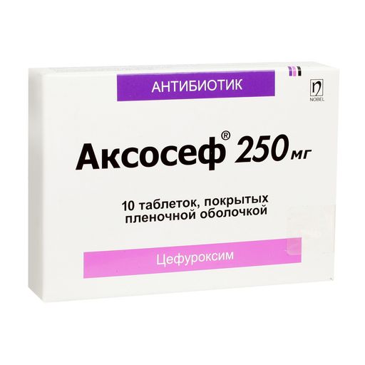 Аксосеф, 250 мг, таблетки, покрытые пленочной оболочкой, 10 шт.