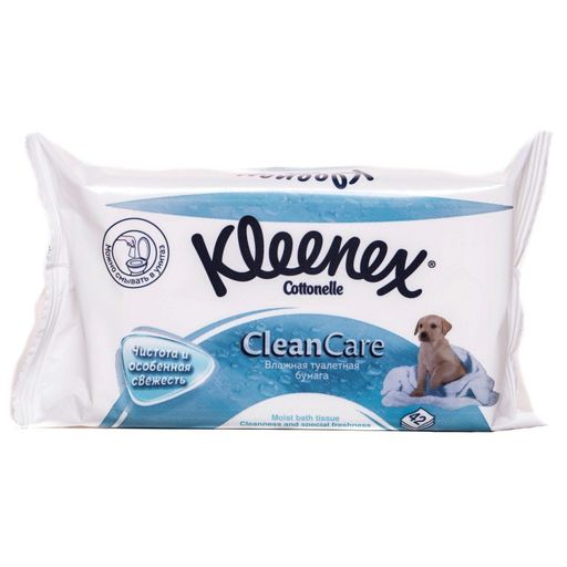 Kleenex Бумага туалетная влажная Clean Care, 42 шт. цена
