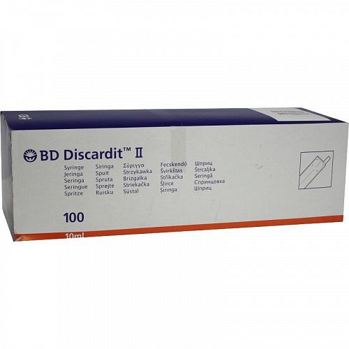 Шприц двухкомпонентный инъекционный одноразовый BD Diskardit, 10 мл, 100 шт.