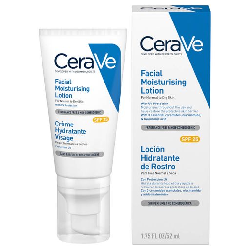 CeraVe Лосьон увлажняющий для кожи лица и тела SPF 25, молочко для тела, с УФ-фильтрами, 52 г, 1 шт.