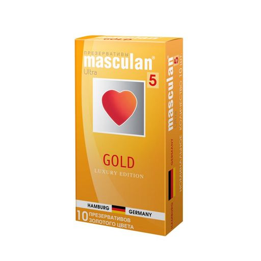 Презервативы Masculan Ultra 5, презерватив, золотого цвета, 10 шт.
