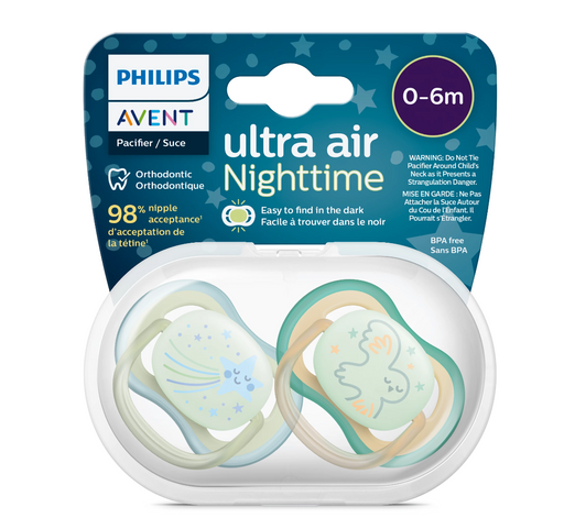 Philips Avent Ultra air Night Пустышка светящаяся с футляром, SCF376/18, 0-6 мес, соска-пустышка, 2 шт.