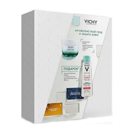 Vichy Набор Антивозрастной уход и защита кожи, набор, Slow Age крем SPF30 50мл + Мицеллярная вода для чувст. кожи 200мл, 2 шт. цена