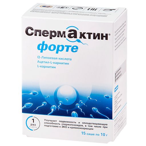СпермАктин Форте, порошок для приготовления раствора для приема внутрь, 10 г, 15 шт. цена