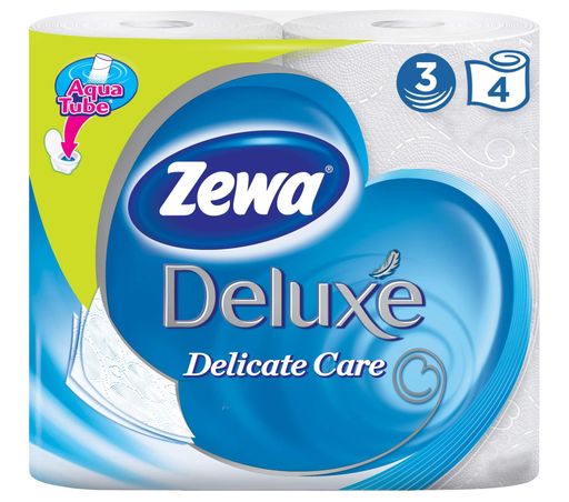 Zewa delux Туалетная бумага трехслойная белая, 4 шт. цена