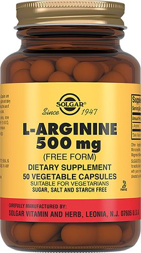 Solgar L-Аргинин 500 мг, капсулы, 50 шт. цена