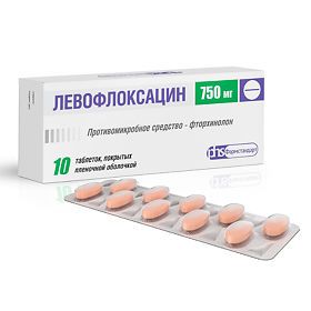 Левофлоксацин Фармстандарт, 750 мг, таблетки, покрытые пленочной оболочкой, 10 шт.
