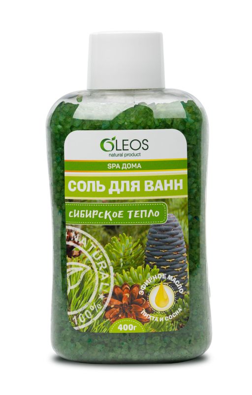 Oleos Морская соль для ванн Сибирское тепло, 400 г, соль для ванн, 1 шт.