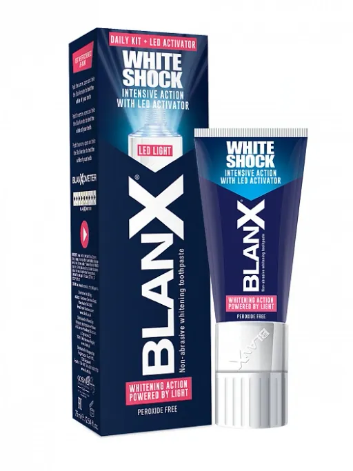 Blanx White Shock Зубная паста с лампой-активатором, паста зубная, лампа-активатор в крышке, 50 мл, 1 шт.