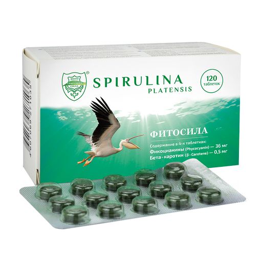 Спирулина Фитосила, 350 мг, таблетки, 120 шт. цена