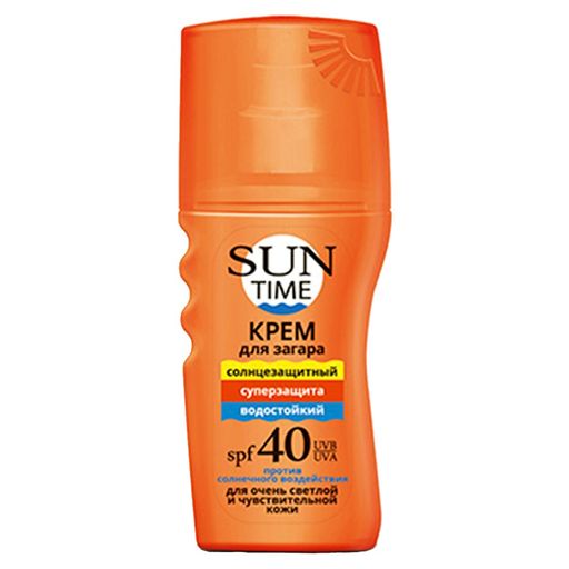 Sun Time Крем для загара Суперзащита, SPF 40, крем, для чувствительной кожи, 150 мл, 1 шт.