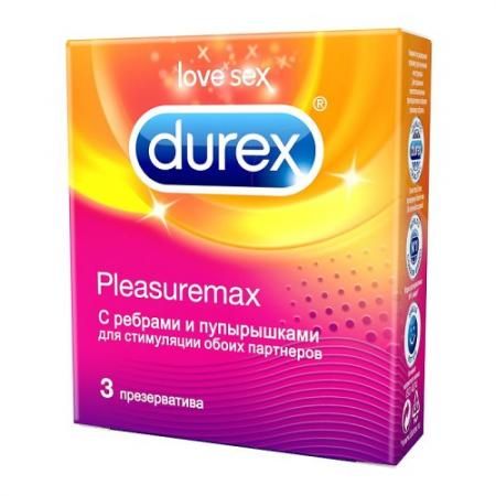 Презервативы Durex Pleasuremax, презерватив, с ребрами и пупырышками, 3 шт. цена