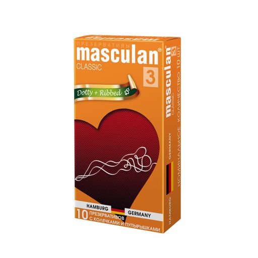 Презервативы Masculan Classic 3, презерватив, с колечками и пупырышками, 10 шт.