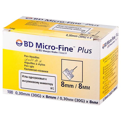 Игла одноразовая к инсулиновому инжектору BD Micro-Fine Plus, 30G(0.30х8)мм, 100 шт. цена