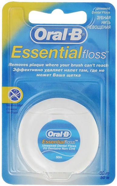 Oral-B Essential Floss Зубная нить невощеная, 50 м, нити зубные, 1 шт. цена